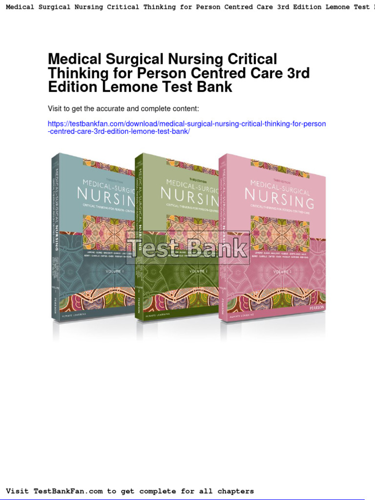 Medical Surgical Nursing Critical Thinking For Person Centred Care 3rd