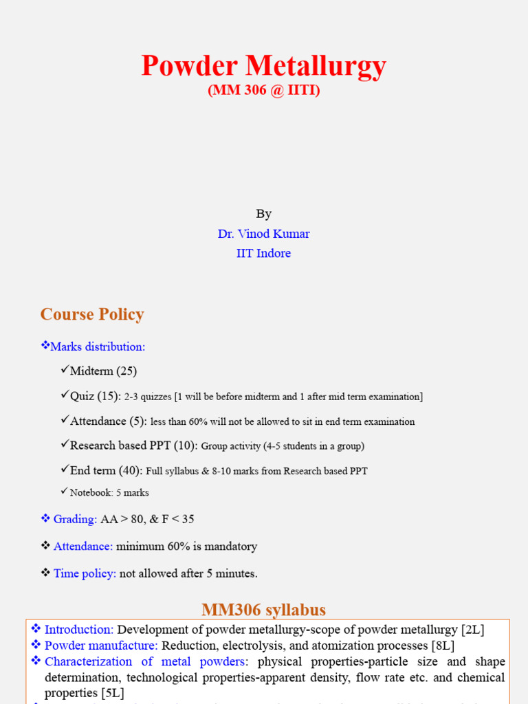 Introduction to Powder Metallurgy Course | PDF | Procedural Knowledge ...