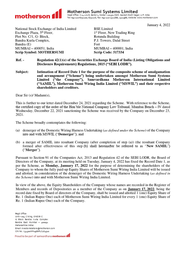 Motherson Sumi LTD | PDF | Stocks | Stock Exchange