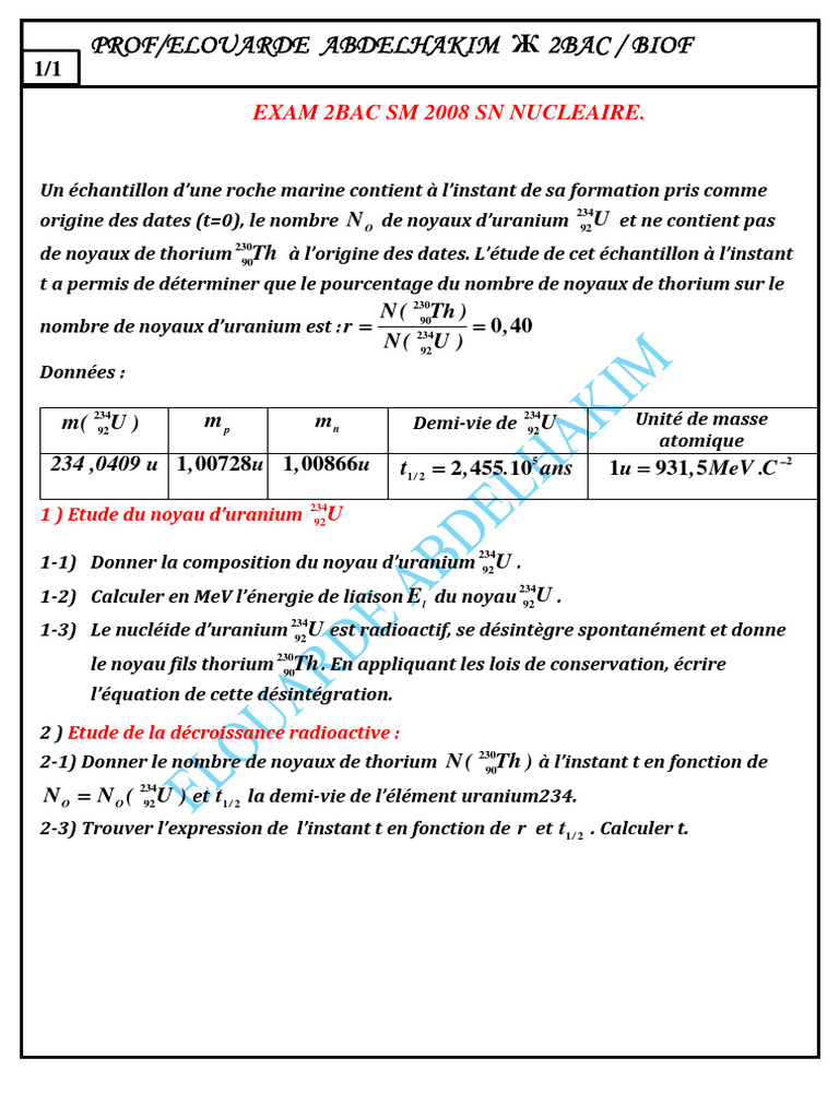 Résumé sur le nucléaire 2BAC | PDF | Noyau atomique | Radioactivité