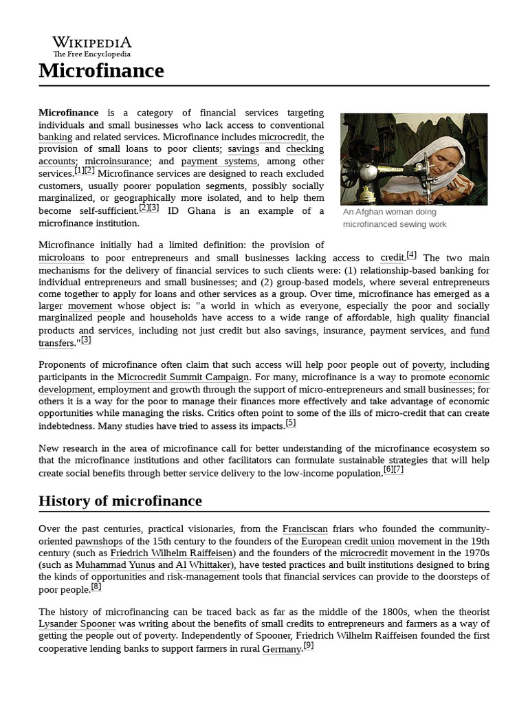 Microfinance Pdf Microfinance Microcredit