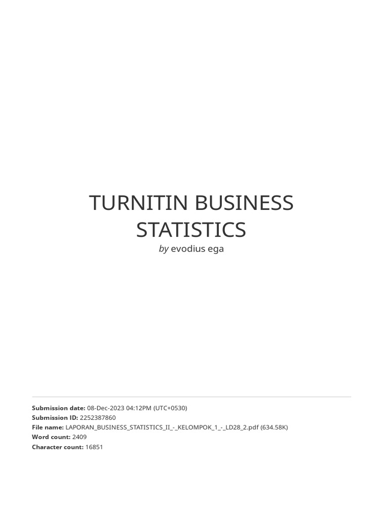 Business Statistics Report Analysis | PDF