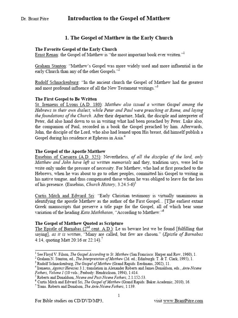 Introduction to the Gospel of Matthew | PDF | Jesus | David