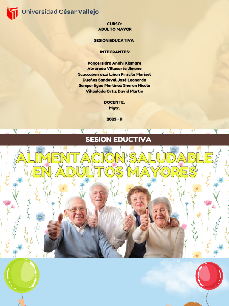 Alimentacion Saludable en Adultos Mayores | PDF | Alimentos | Dieta