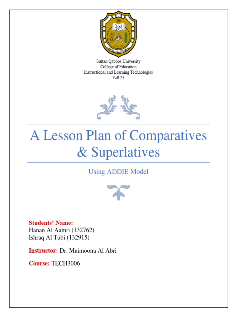 a lesson plan using addie model | PDF | Lesson Plan | Learning