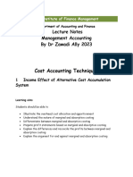 Lecture Notes On Cost Accounting Techniques 1