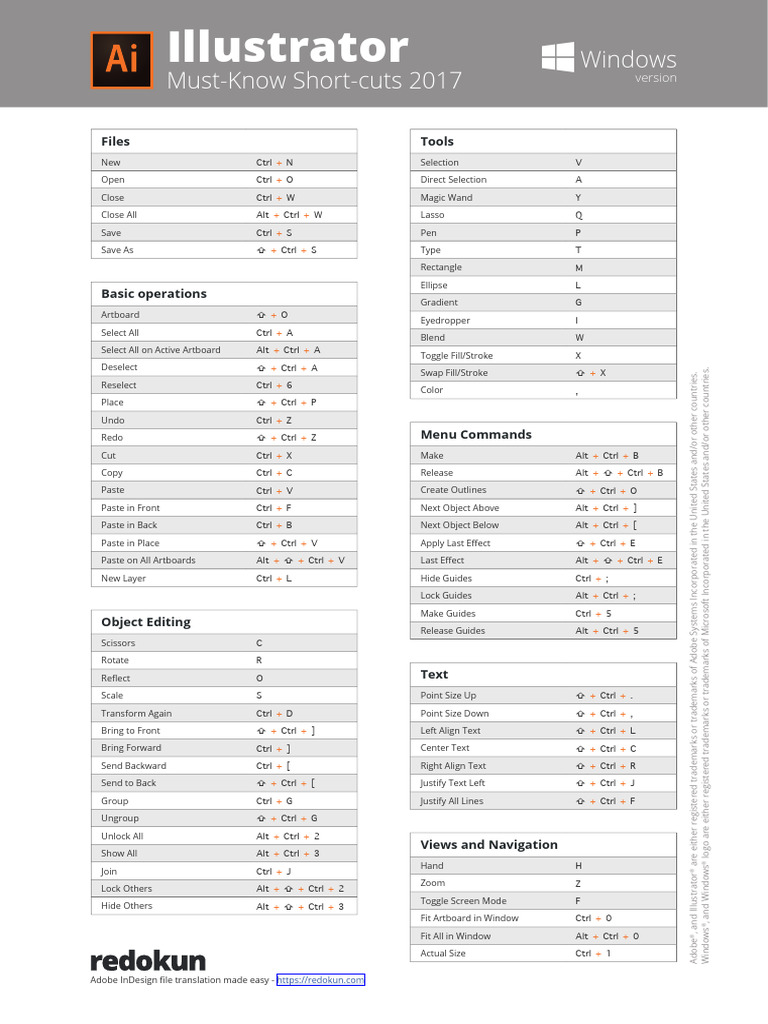 Adobe illustrator shortcut win pdf computing software