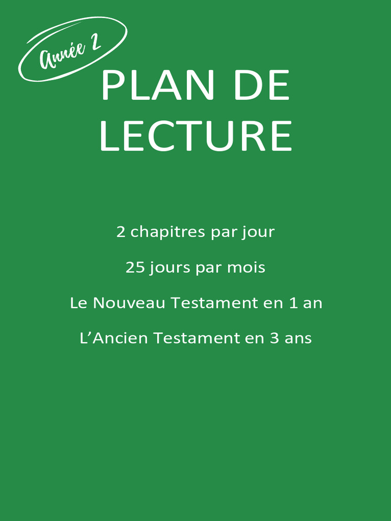 Plan de Lecture Biblique Annuel | PDF | Œuvres religieuses | Livres du ...