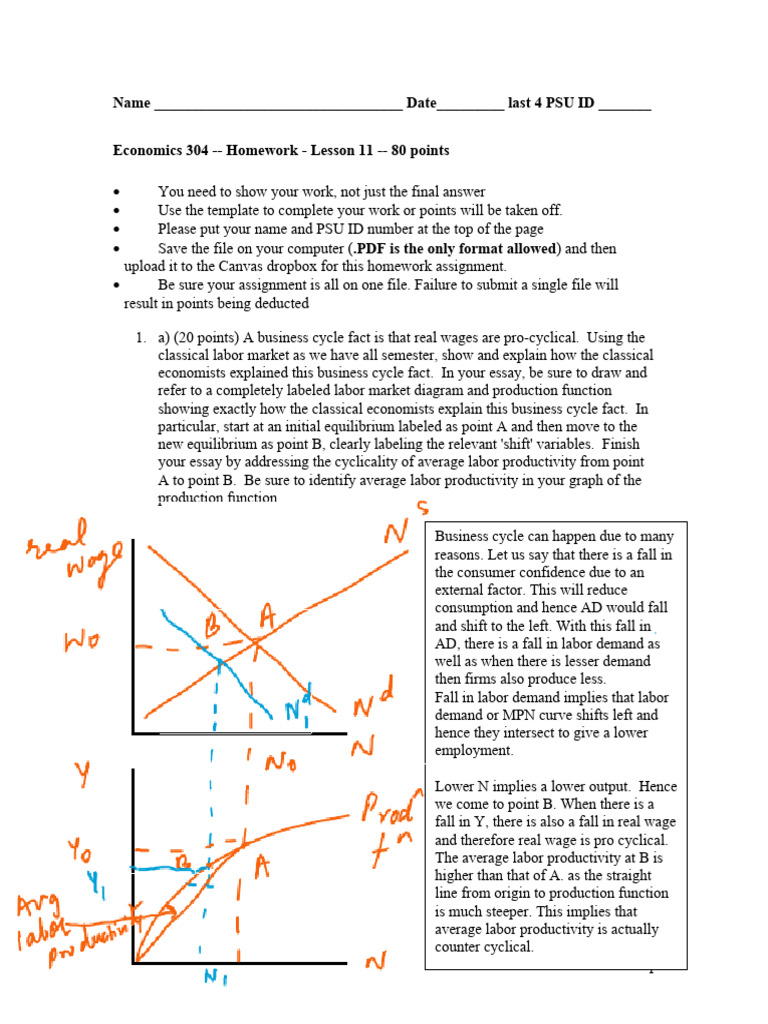 Econ 304 Hw 11 Download Free Pdf Labour Economics Business Cycle