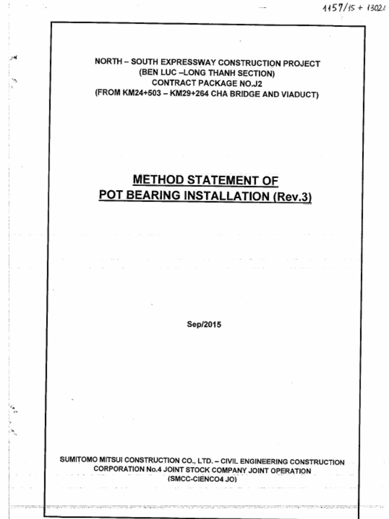 Method Statement of Pot Bearing Installation Rev.3 PDF