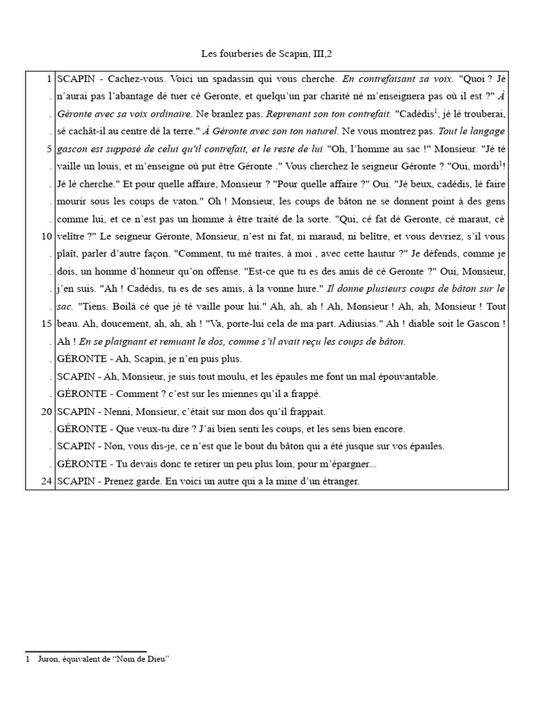 Scapin et l'Avantage de la Tromperie | PDF