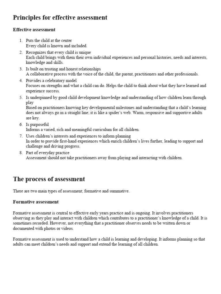 Principles For Effective Assessment Pdf Educational Assessment