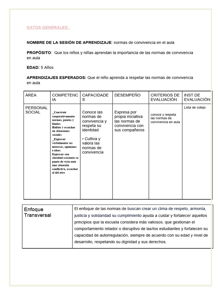 Normas de Convivencia en el Aula | PDF | Evaluación | Salón de clases
