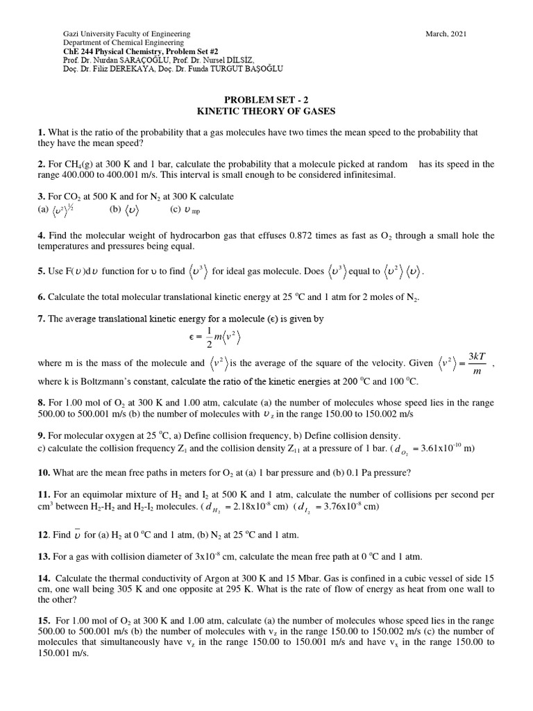 Che 244 physical chemistry problem set 2 download free pdf gases