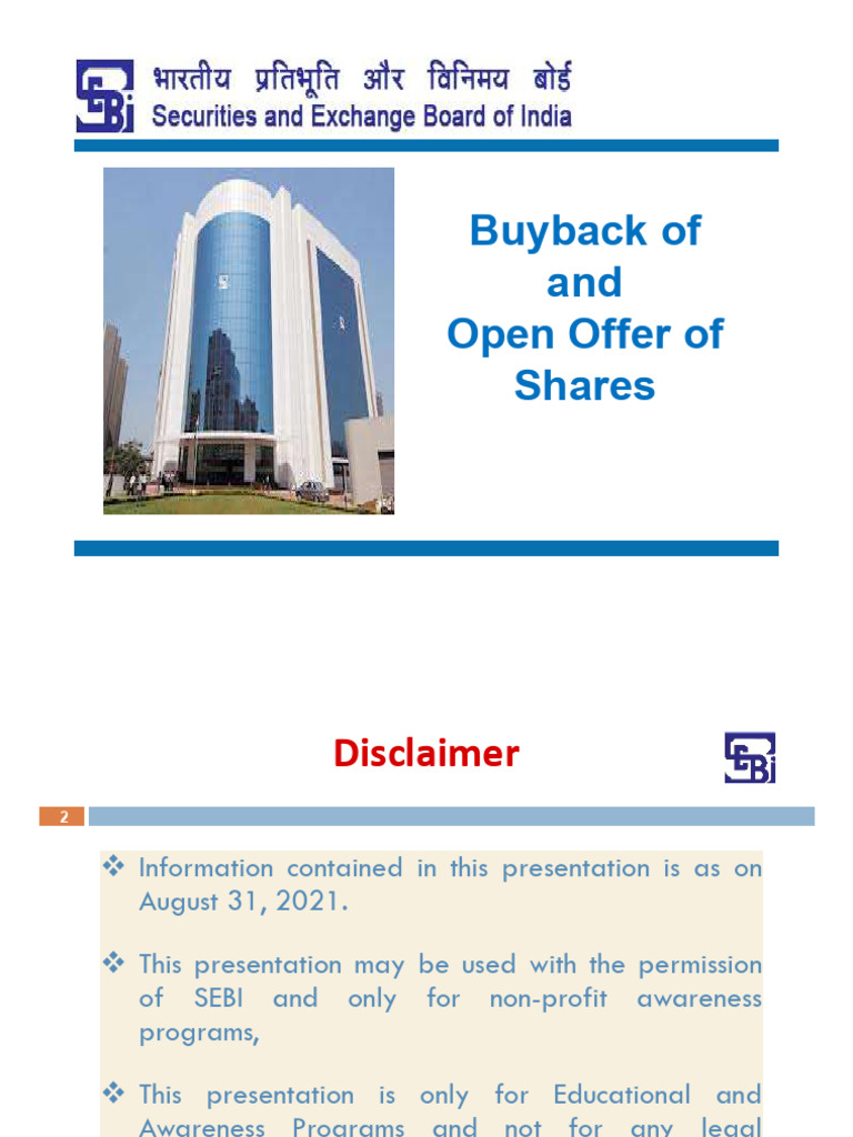 Buyback and Open Offer Explained | PDF | Share Repurchase | Investing