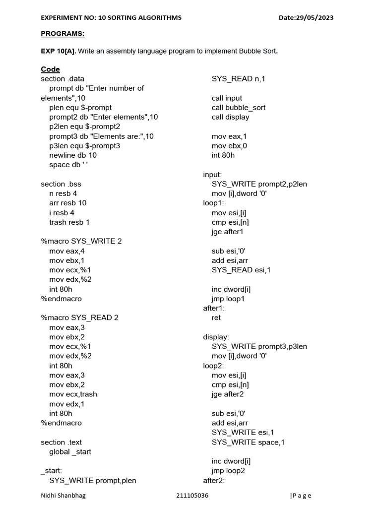 MPMC EXP 10 Code & Output Print | PDF | Software Engineering | Software ...