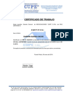 CERTIFICADO DE TRABAJO Negociaciones Cupe