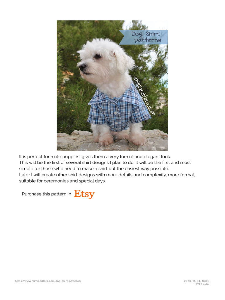 Dog Shirt Patterns PDF PATTERN Mimi Tara PDF Seam (Sewing