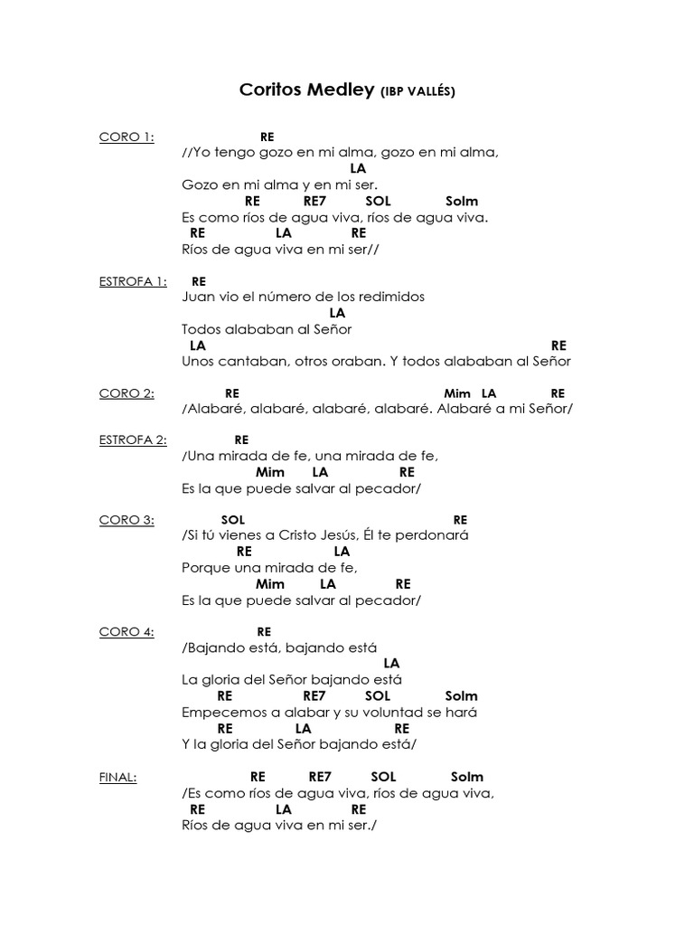 Coritos Medley Acordes Pdf