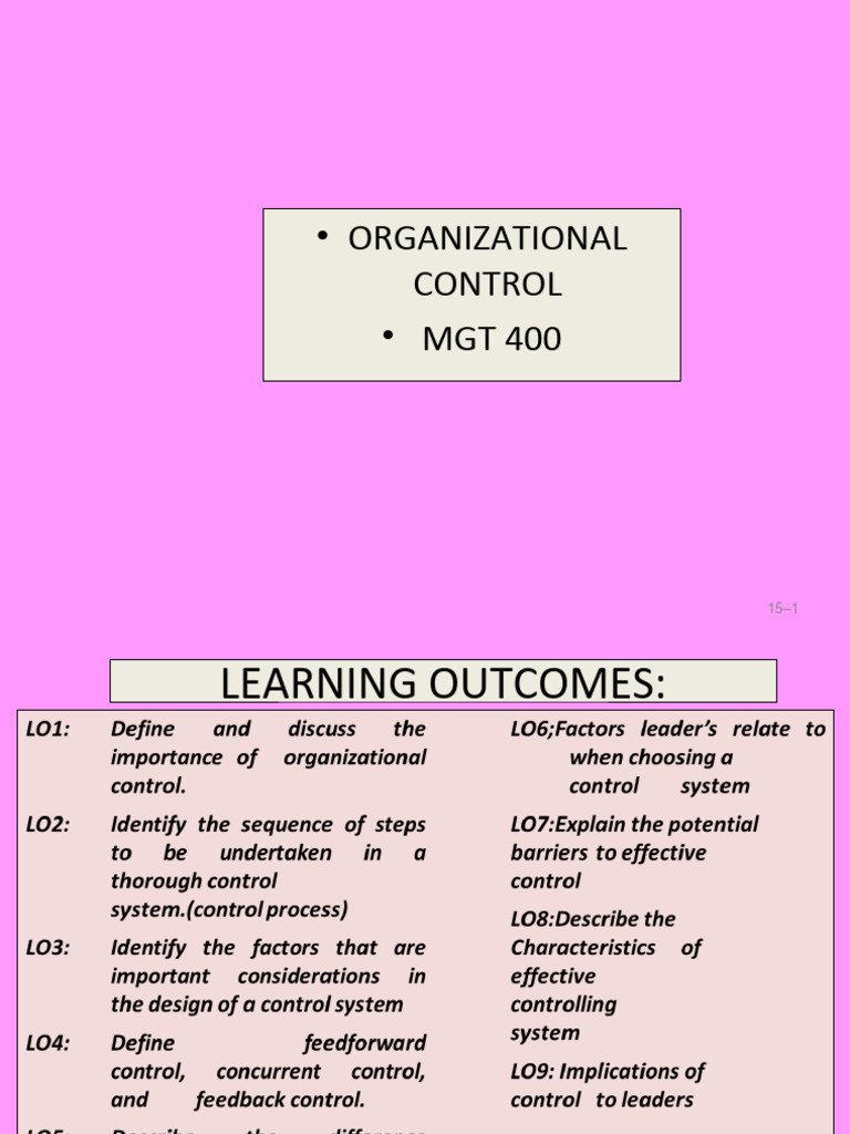 Chapter 7 - Organizational Control | PDF | Reliability Engineering | Goal