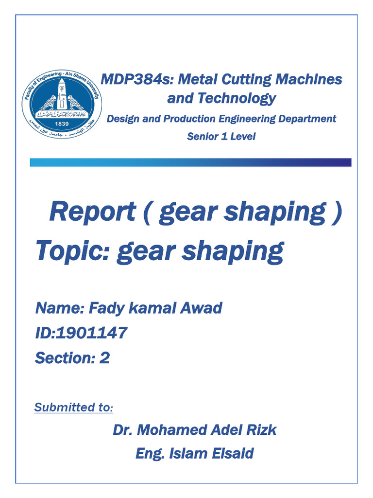 Gear Shaping Pdf Gear Machining
