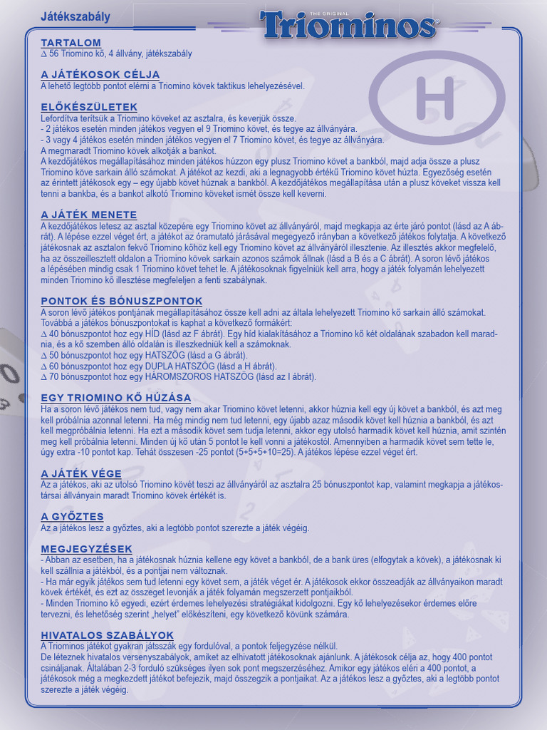 Triominos H RULES PDF