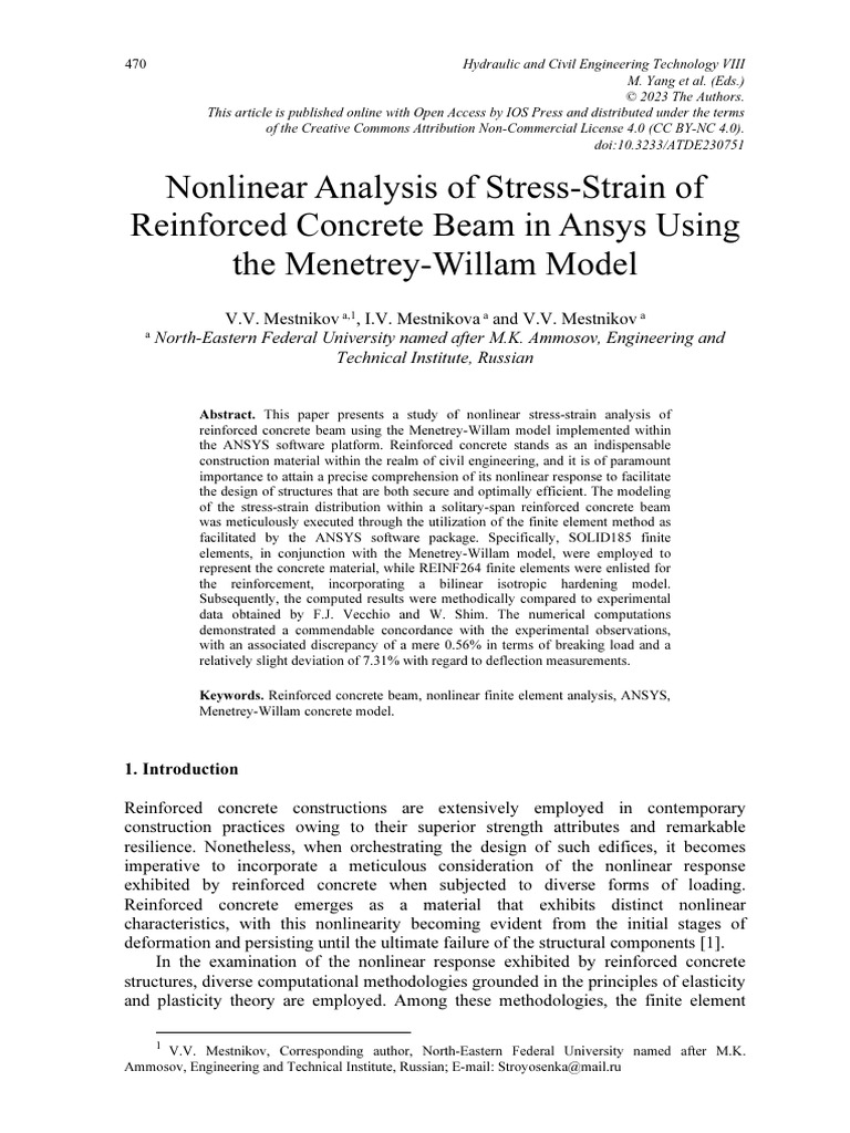 Nonlinear Stress-Strain Analysis of Concrete Beam | PDF | Strength Of ...
