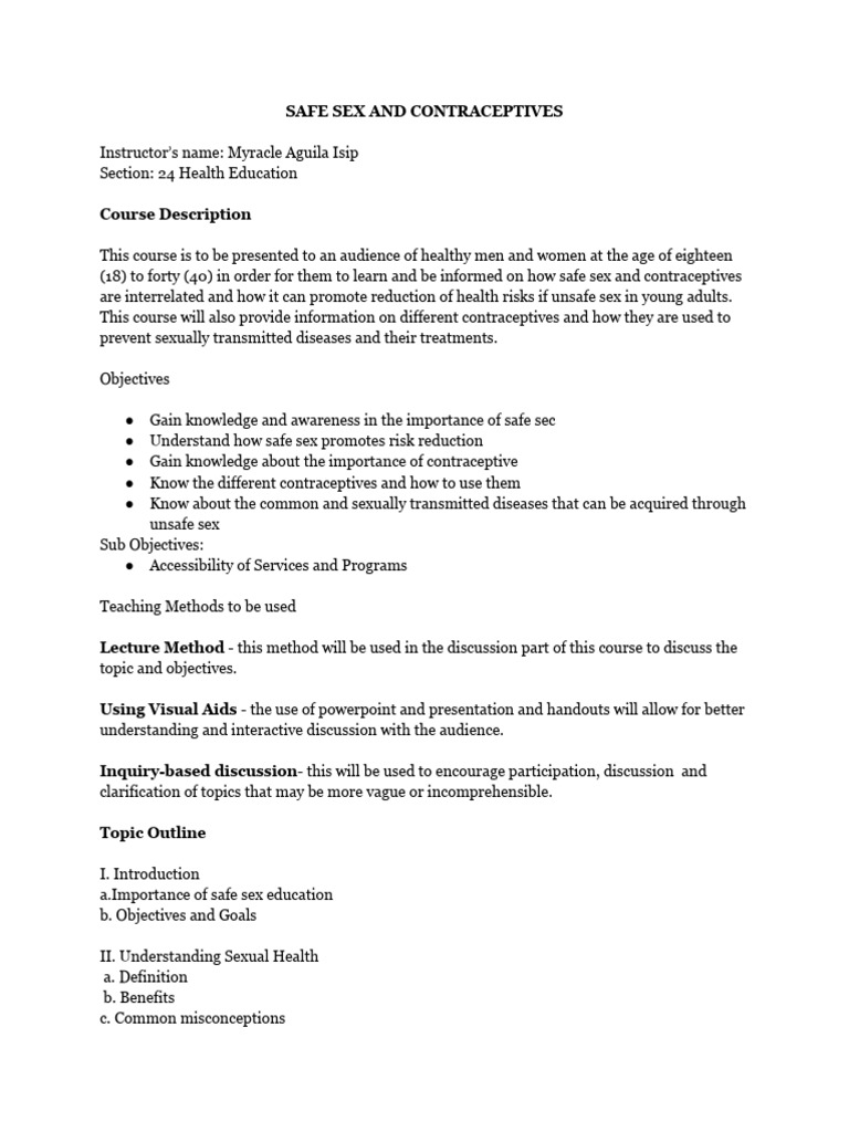 Safe Sex Education & Contraceptives Guide | PDF | Sexually Transmitted ...
