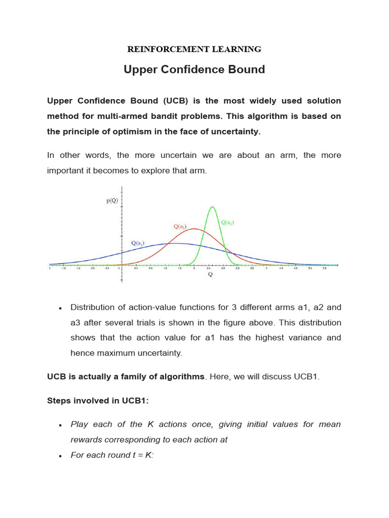 UCB Algorithm in Reinforcement Learning | PDF