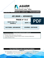 Online Classroom Contact Programme: Phase # 1 & 2 Jee (Main + Advanced)