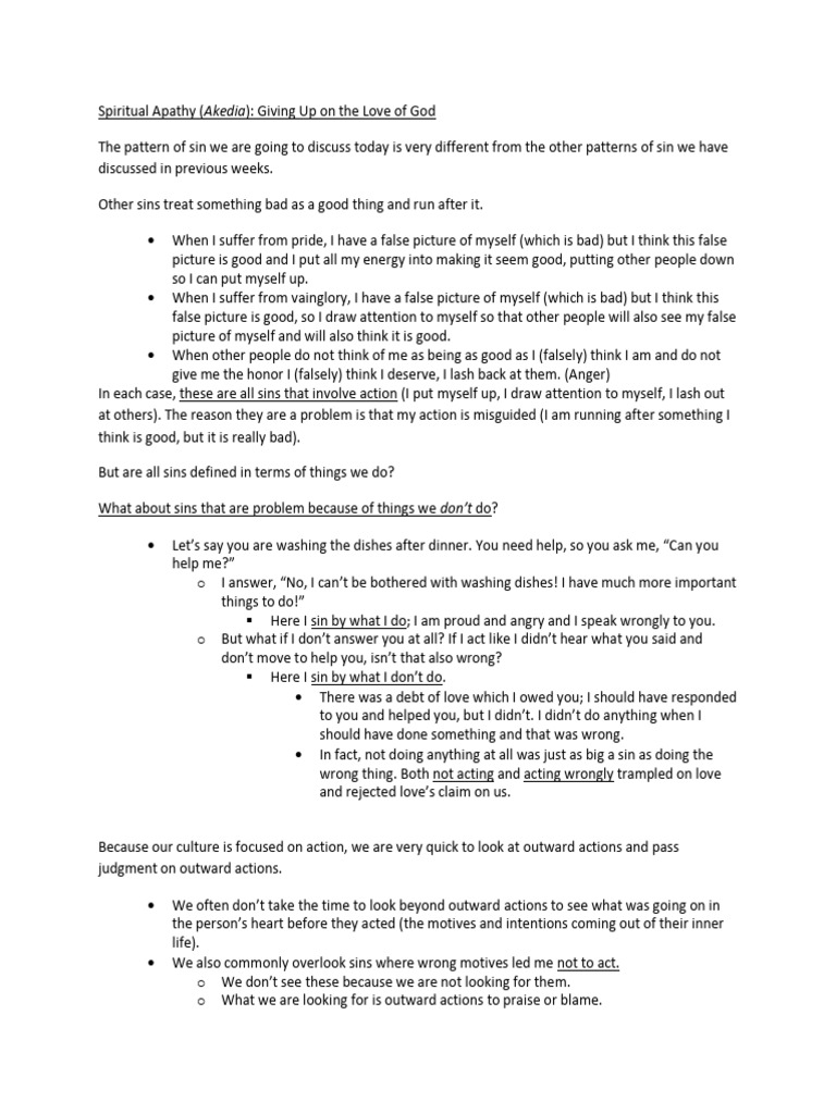 Understanding Spiritual Apathy | PDF | Love | Jesus