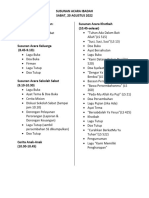 Susunan Acara Ibadah - Sabat, 20 Agustus 2022