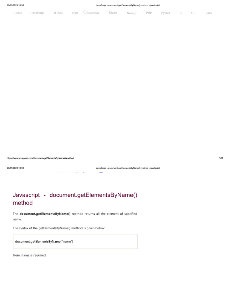 Javascript - Document - getElementsByName Method | PDF