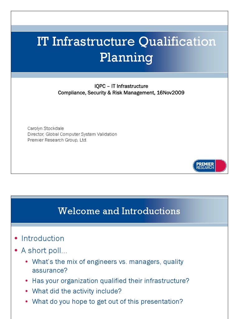IT Infrastructure Qualification Planning PDF Verification And Validation Systems Engineering