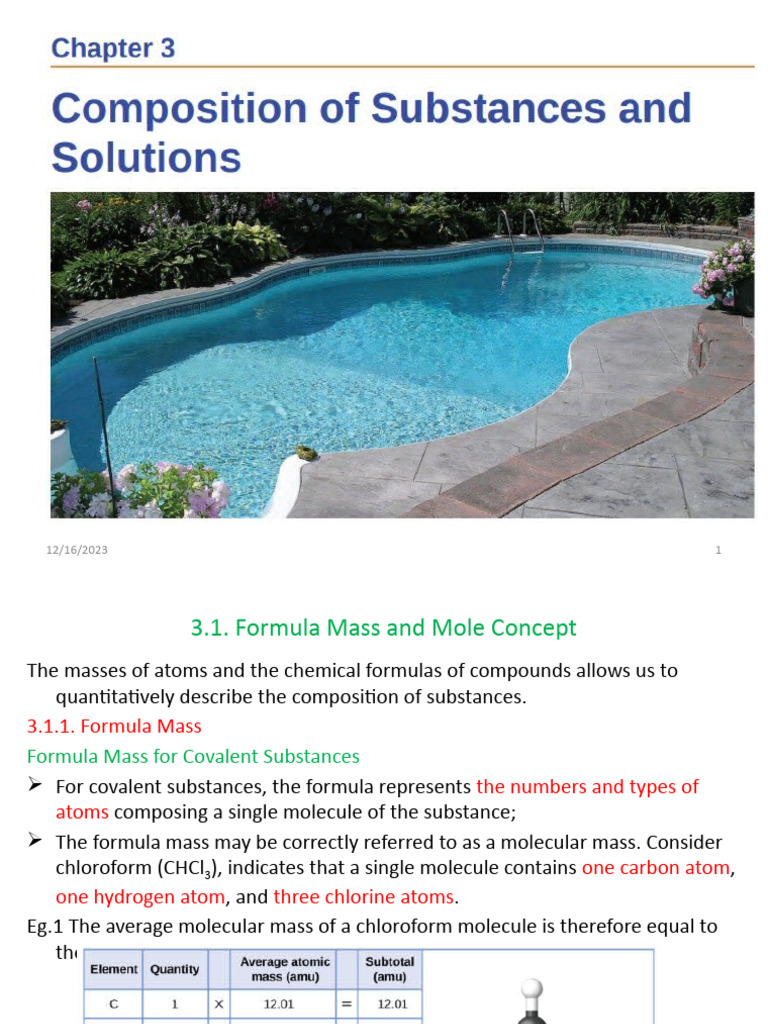 Mole Concept and Formula Mass Overview | PDF | Mole (Unit) | Chemical ...