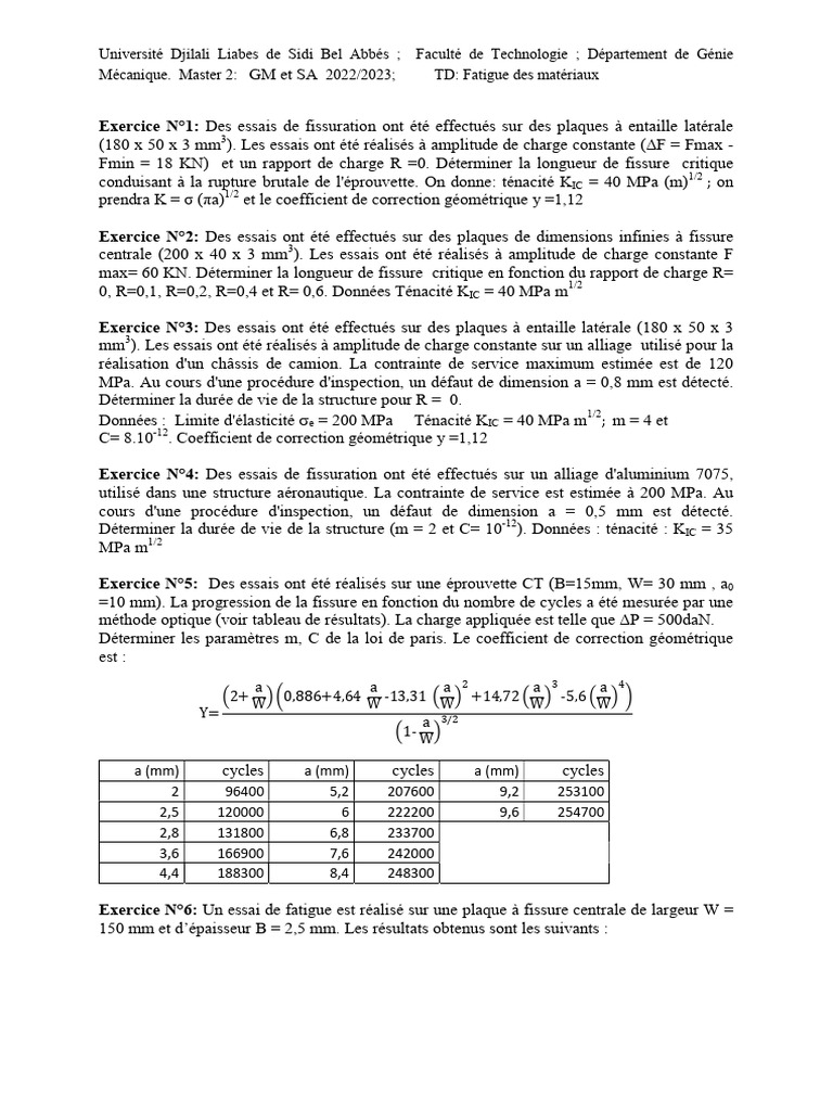 Analyse de la Fatigue des Matériaux 2023 | PDF | Ingénierie mécanique ...