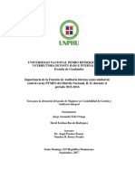 Importancia de La Función de Auditoría Interna Como Unidad de Control en Las PYMES Del Distrito Nacional, R. D. Durante El Período 2015-2016