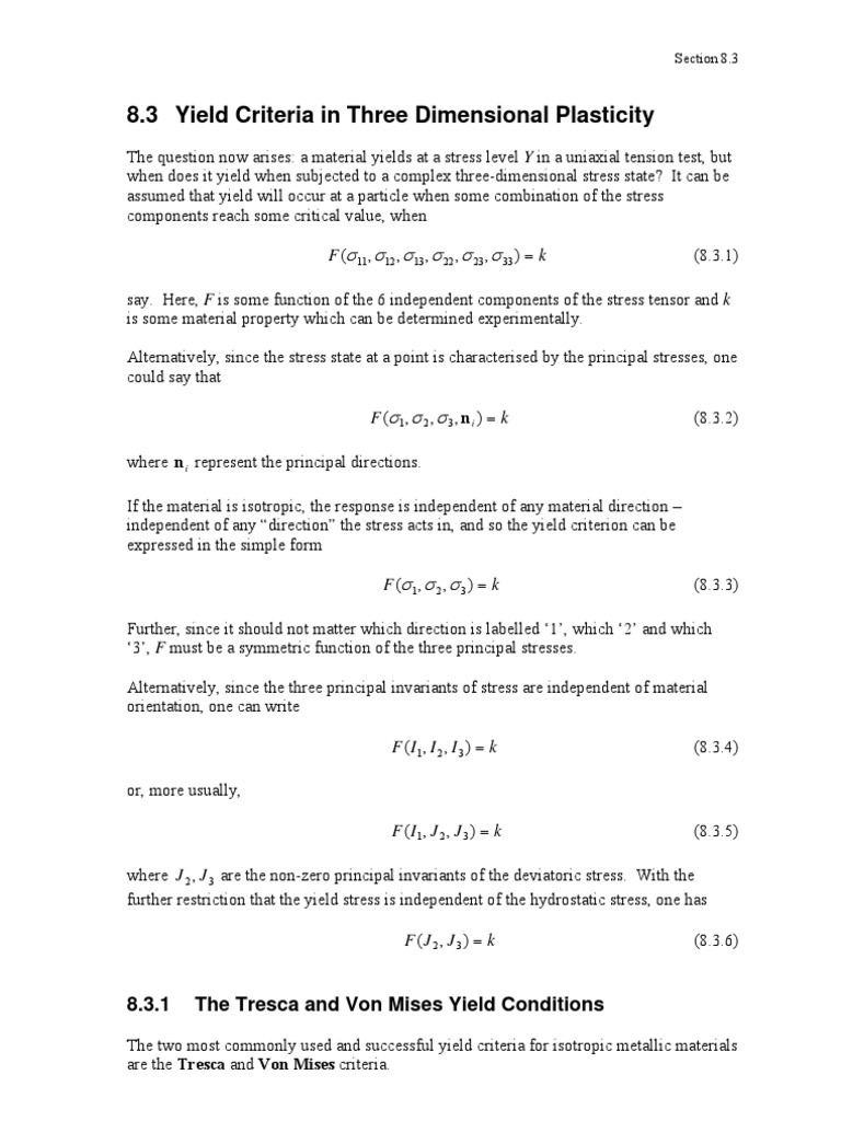 Tresca and Von Mises Yield Criteria | PDF | Yield (Engineering ...