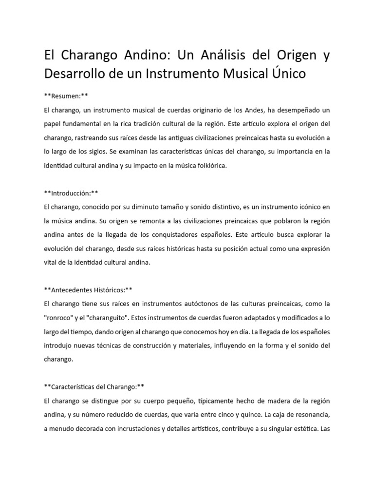 El Charango Andino Descargar Gratis Pdf Instrumentos Musicales