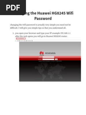 Changing the Huawei HG8245 Wifi Password