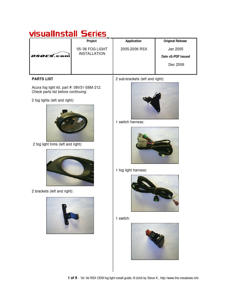 Complete Fog Light Kit For 2005-2006 Acura RSX – Clear Lens, Bezels, Switch & Wiring Harness 5 thumbnail image
