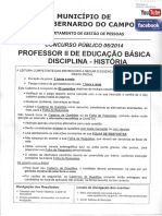 Ibam Professor II História São Bernardo Do Campo SP Superior Prova