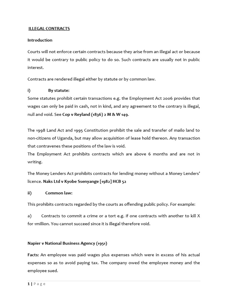 Illegal Contracts 2021 | PDF | Employment | Civil Law (Legal System)