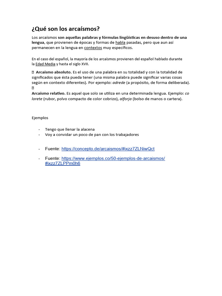 Qué Son Los Arcaísmos | PDF