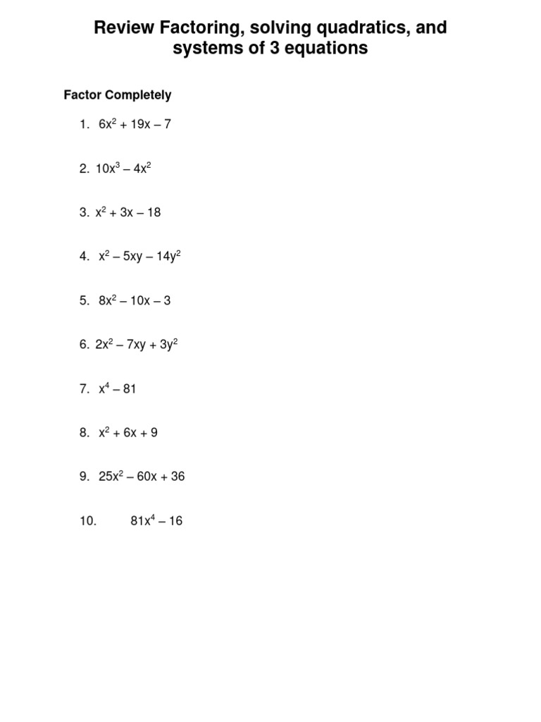 Completing the Square Practice Worksheet | PDF