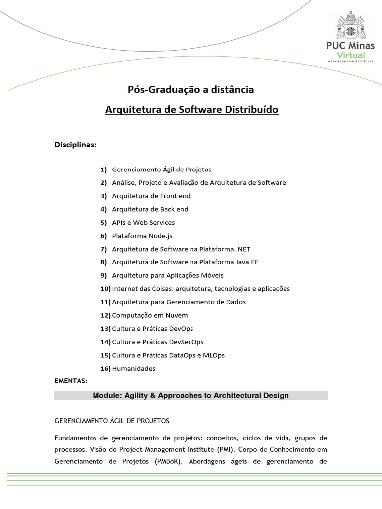 Pós-Graduação em Arquitetura de Software | PDF | Framework de software ...