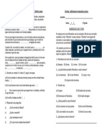 Hoja de Aplicación de COMPRENSION LECTORA TERCER Grado Práctica Calificada de Compresión Lectora Nombre: - Fecha: - / - / - 3º Grado