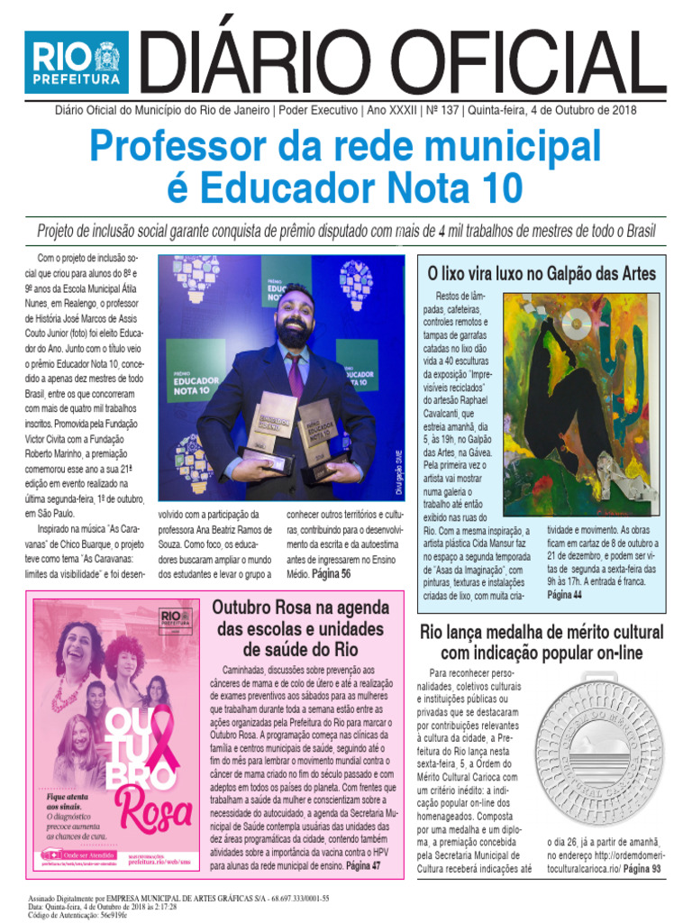 Rio de Janeiro 2018-10-04 Completo, PDF, Pré-escola