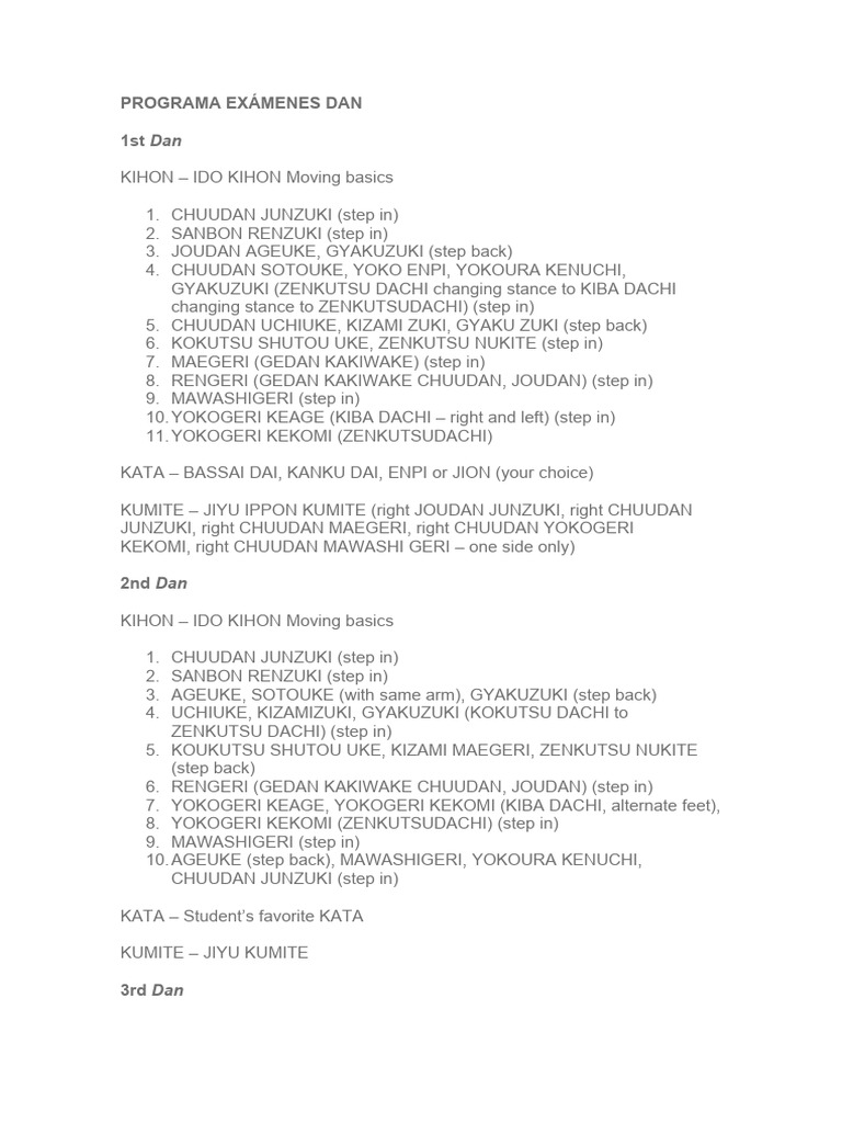 Karate Dan Exam Guide | PDF