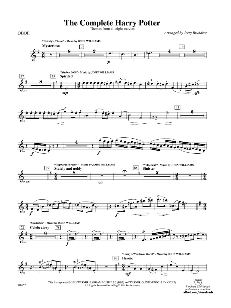 The Complete Harry Potter (Themes From All Eight Movies) Oboe PDF